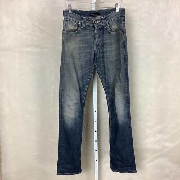 Nudie Jeans Average Joe Button Fly Old Scraped Indigo Jeans 31 x 34 - Picture 1 of 7